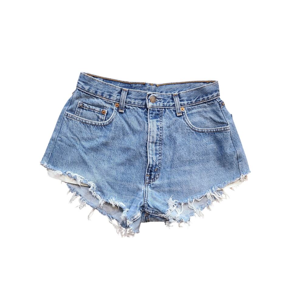 VTG Y2K Levis Orange Tab Jean Short Womens 27 Cut Off‎ Raw Hem Festival Denim